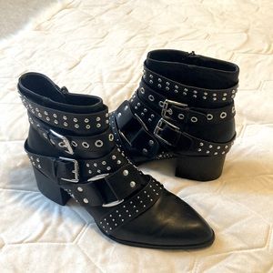 Fergalicious Isolation Buckle Studded Ankle Boot, women’s size 10